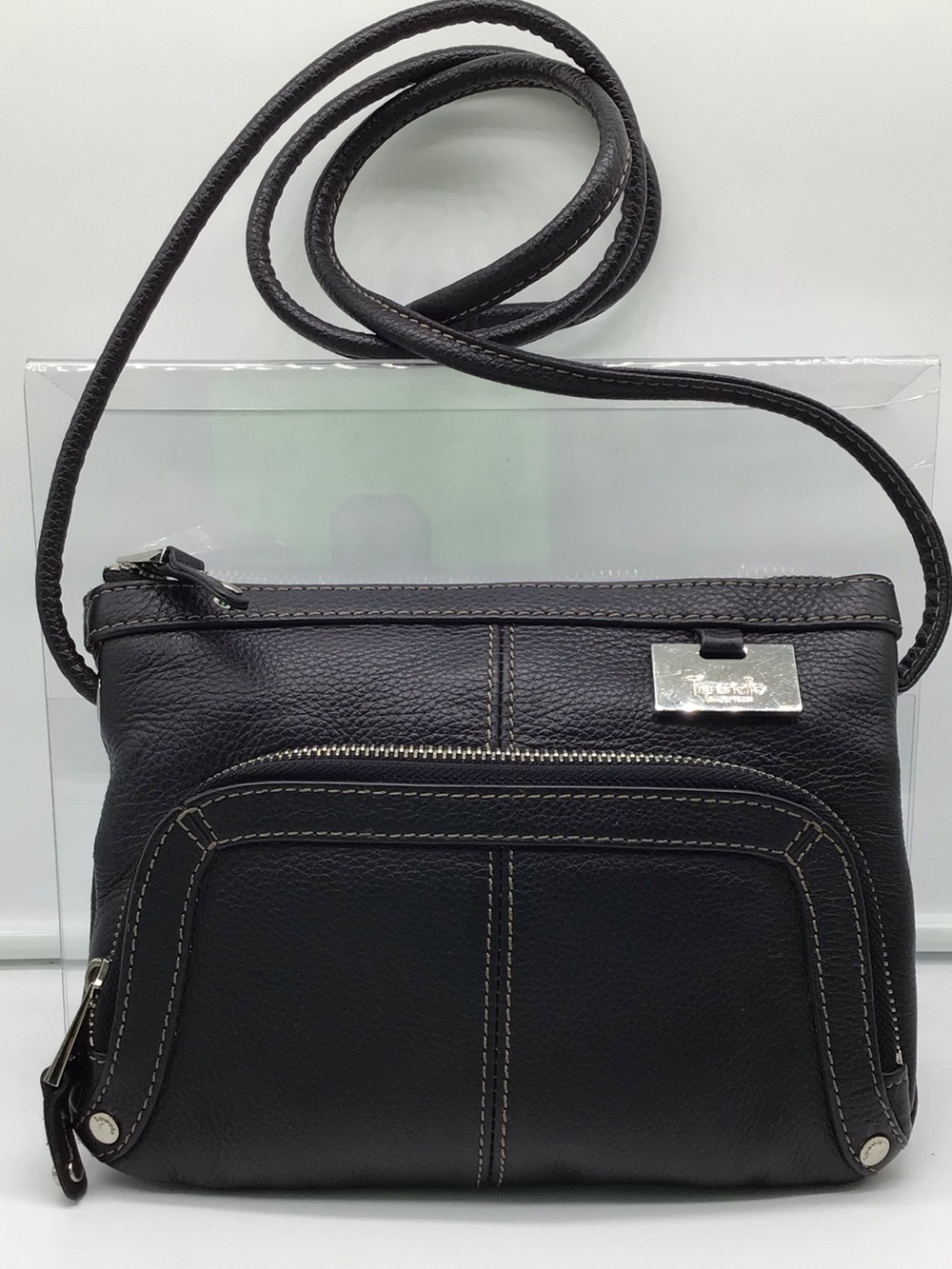 Tignanello Black Pebble Leather Shoulder Bag